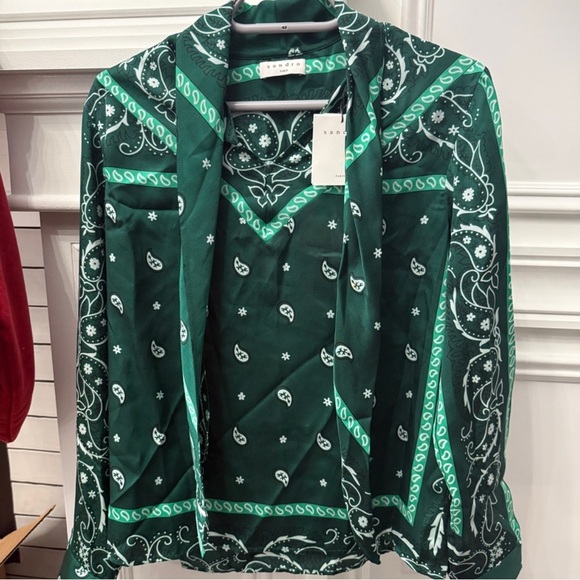 Sandro Green Paisley Blouse NWT - Picture 5 of 5